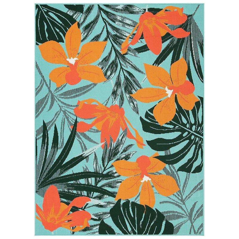 Sonoma Goods For Life® Indoor/Outdoor Aqua Tropical Floral Rug