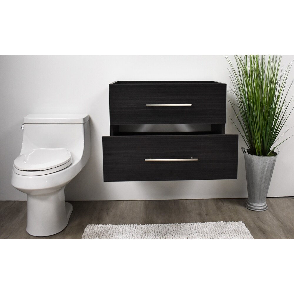 Volpa USA Napa 30 inch Black Ash Wall Mounted Floating Bathroom Cabinet