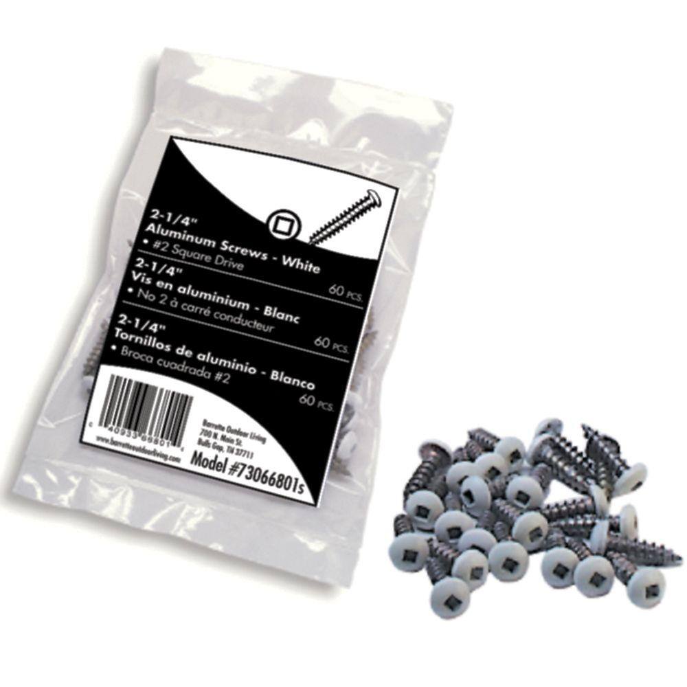 Barrette Outdoor Living 2-14 in. White Aluminum Screws for Vinyl Fencing (60-Pieces Per Bag) 73066801S