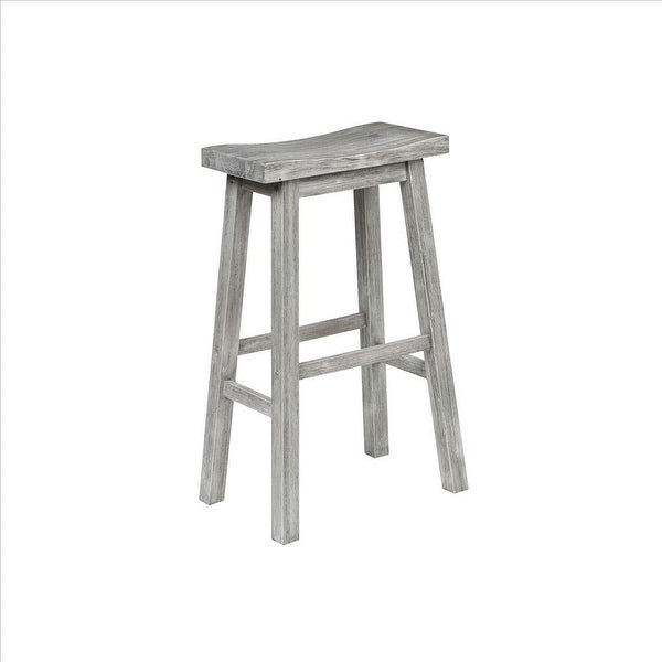 Saddle Design Wooden Barstool with Grain Details - 29.25 H x 17.75 W x 10 L Inches