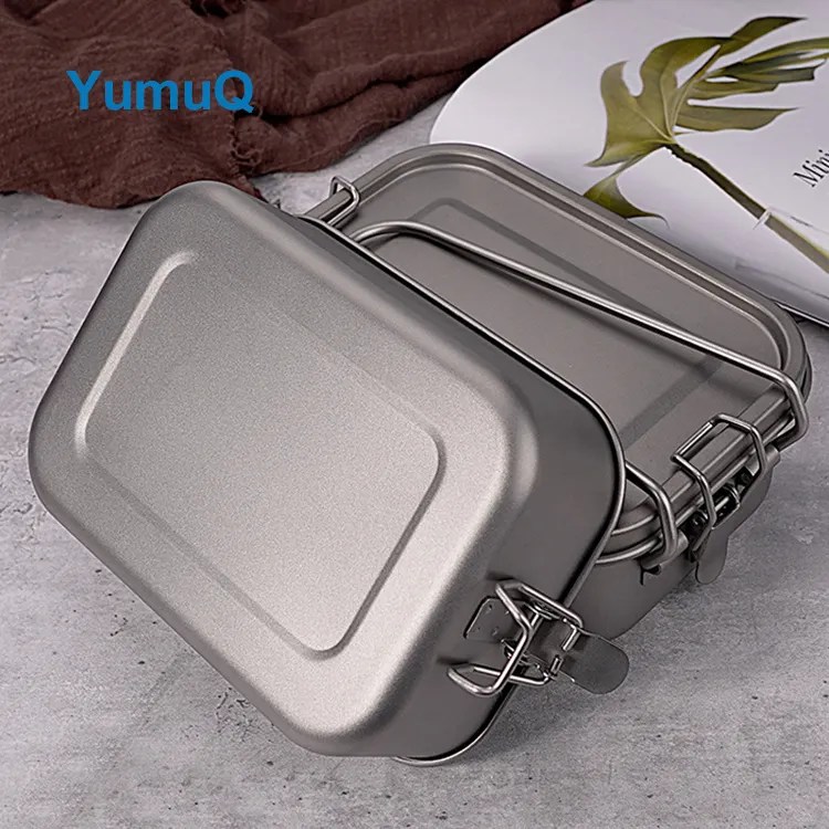 YumuQ 800ml Ultralight Pure Titanium Camping lunch box With Leakproof For One Person Travel Hiking