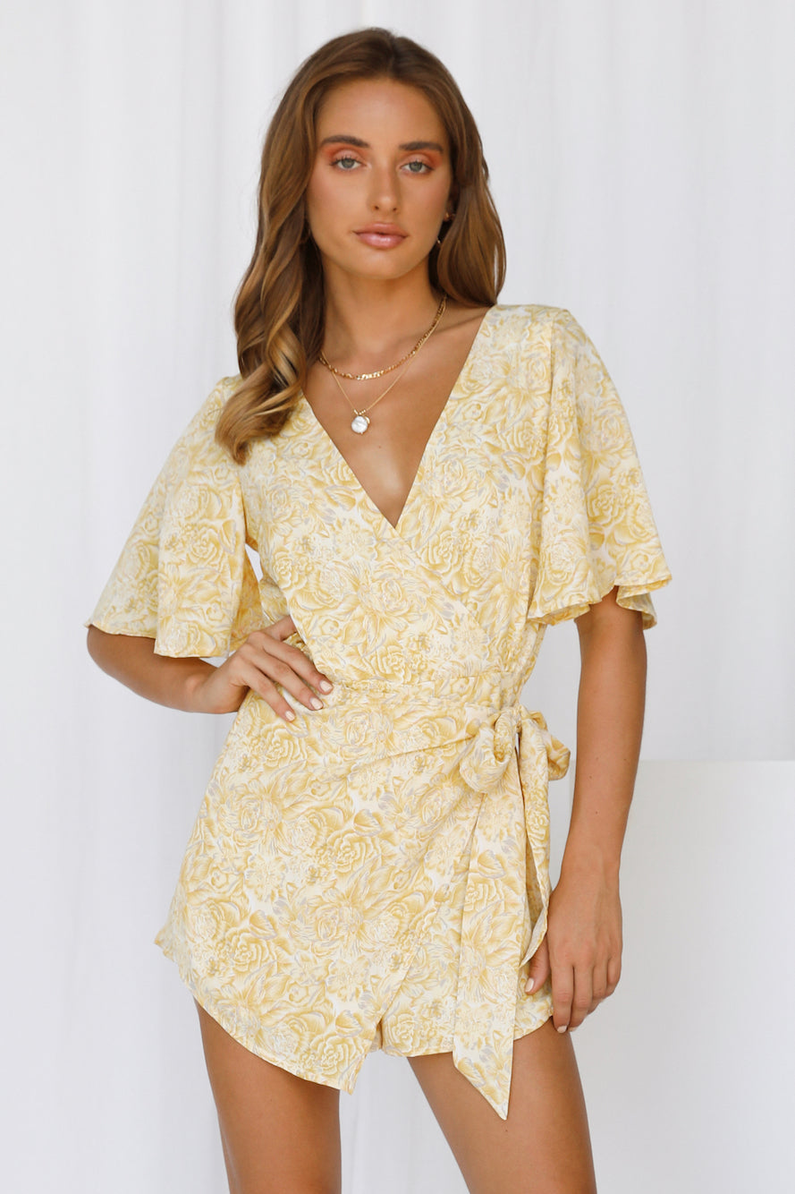 No Worries In Sight Romper Yellow