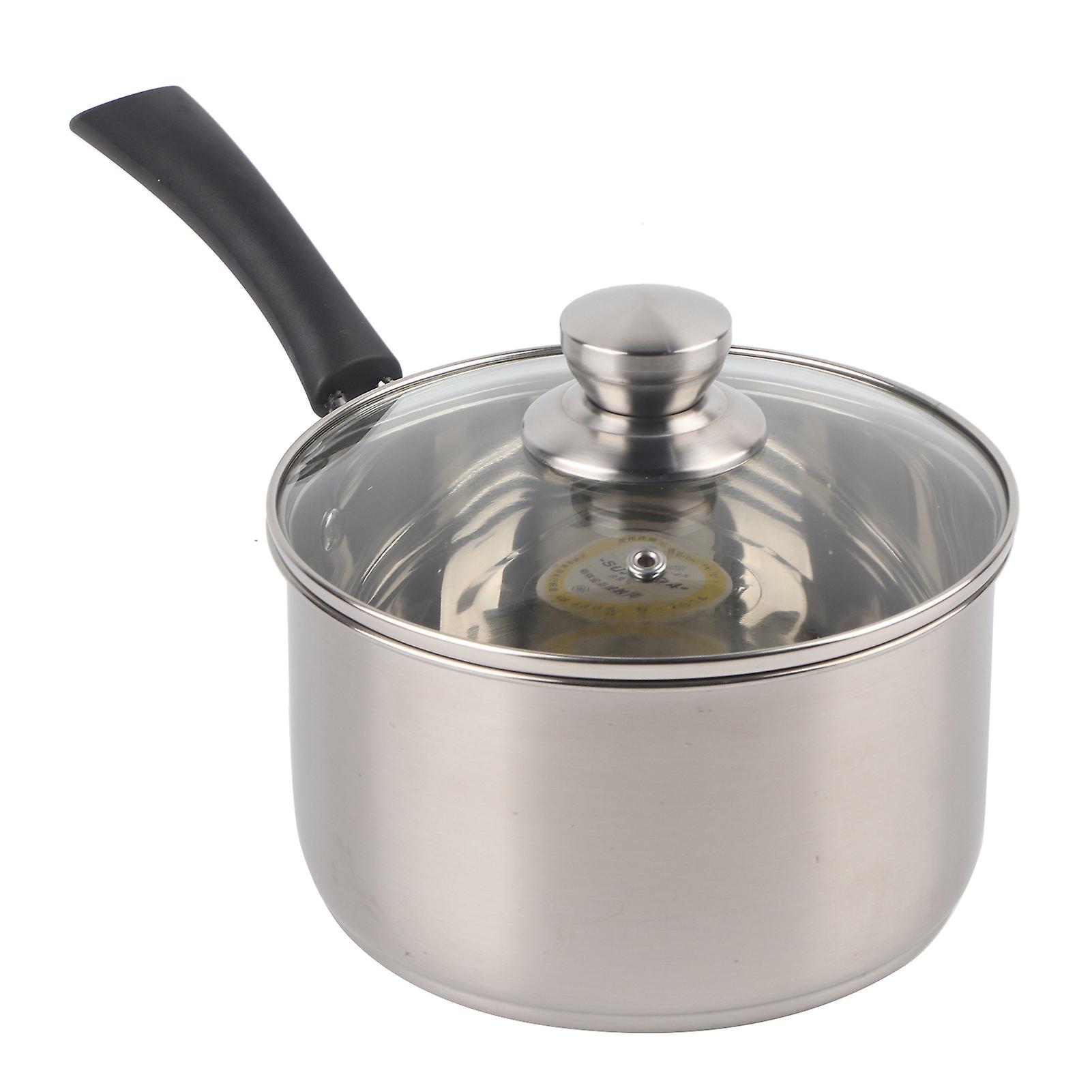 18cm Thickened Soup Pot 304 Stainless Steel Single Handle Food Supplement Saucepan Cooking Supplies