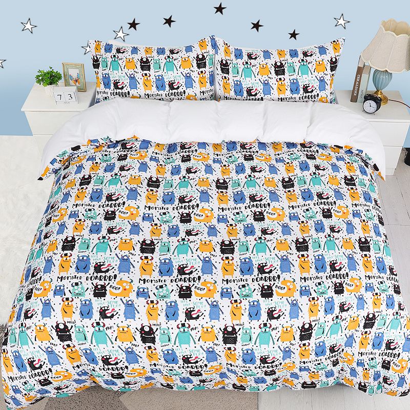 Polyester Microfiber Kids Duvet Cover 3 Piece Set Cartoon Series Pattern Twin