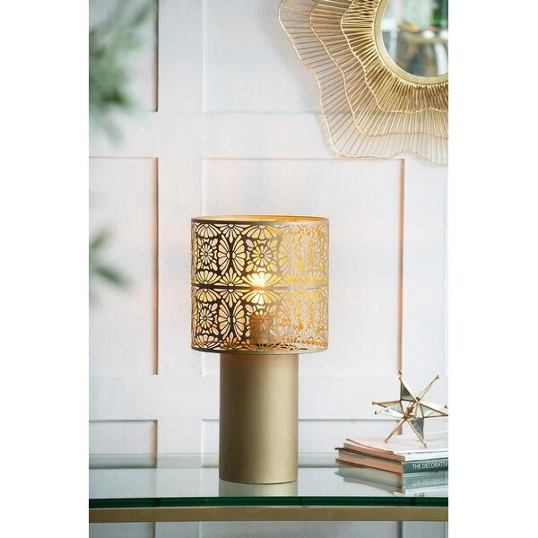 Modern Gold Lattice Iron Square Shade Table Lamp