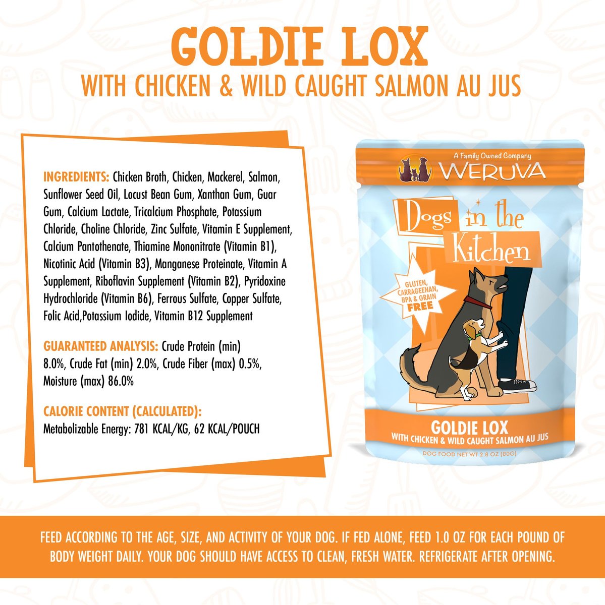 Weruva Dogs in the Kitchen Goldie Lox with Chicken and Wild Caught Salmon Au Jus Grain-Free Dog Food Pouches