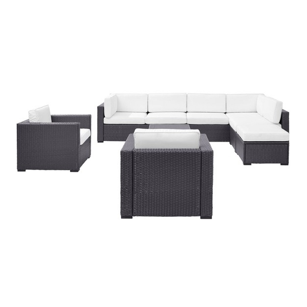 Biscayne 7pc Outdoor Wicker Sectional Set White Crosley