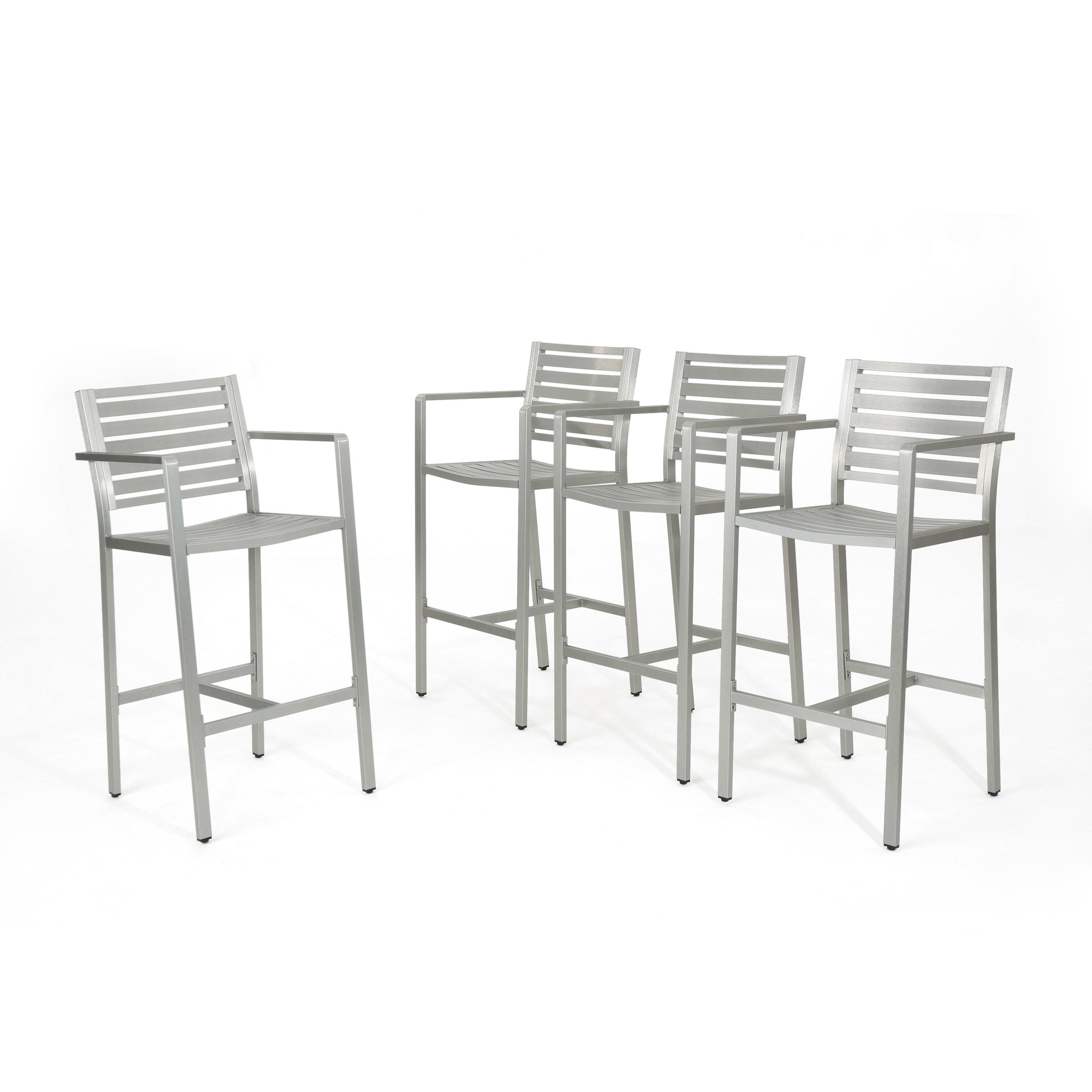 Tammy Coral Outdoor Silver Rust-Proof Aluminum 29.50 Inch Barstools