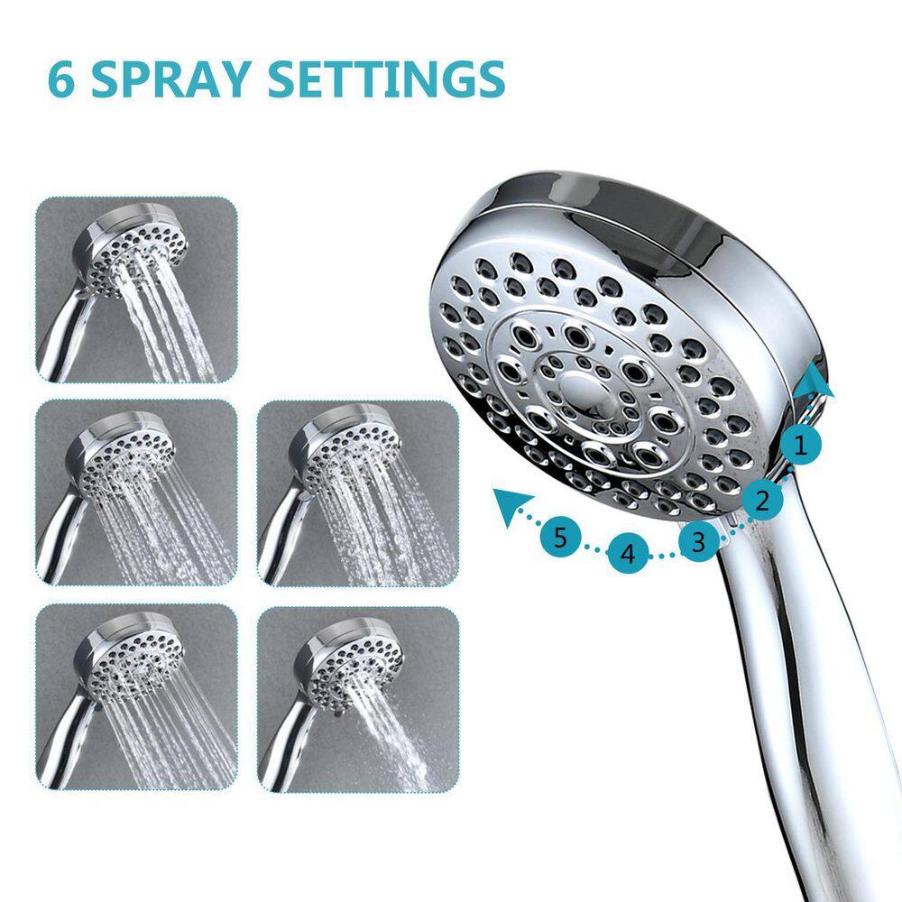 Tahanbath 5-Spray Patterns with 2.5 GPM 3.5 in. Wall Mount Handheld Shower Head in Chrome W122458401-KXC