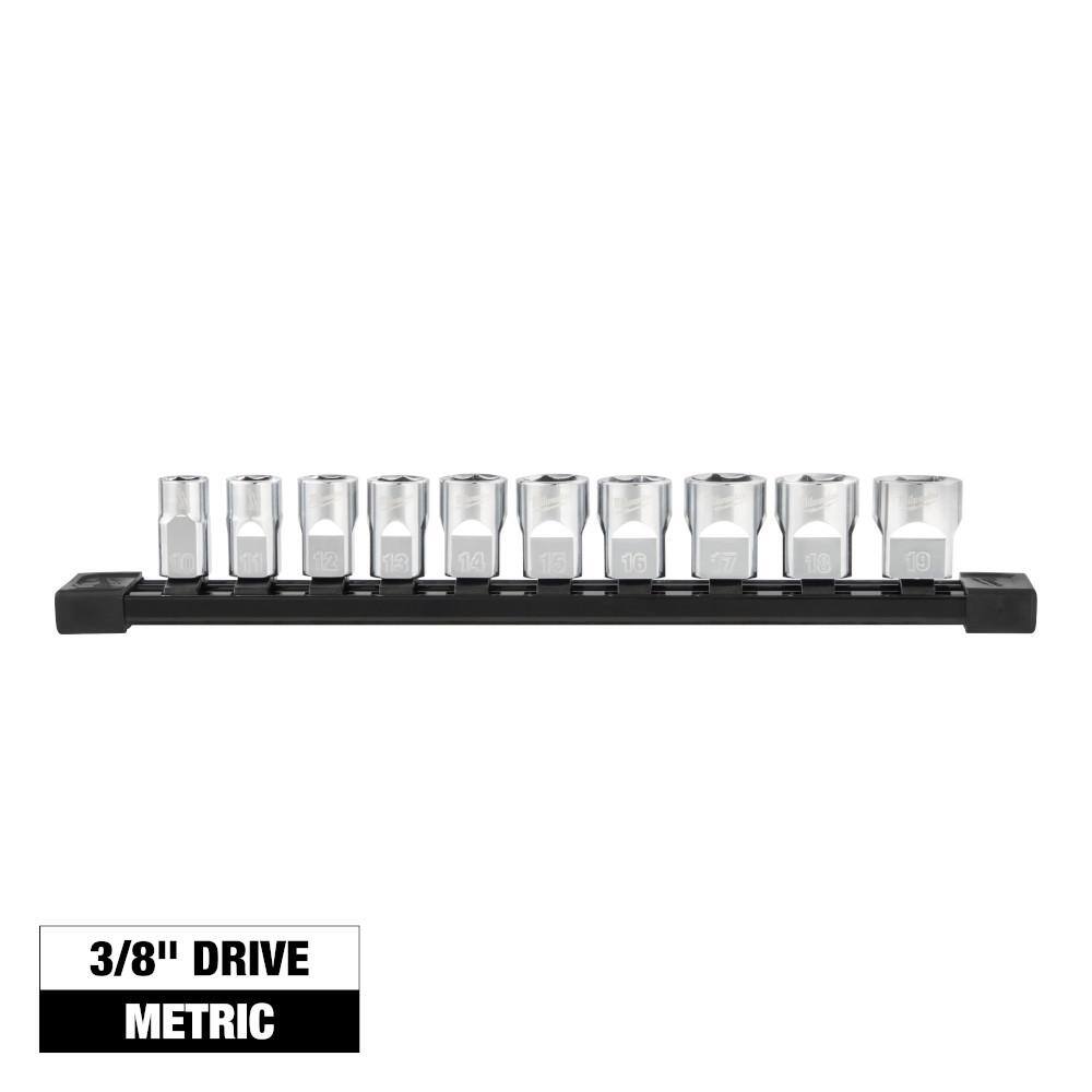 MW 38 in. Metric Low Profile 6-Point Socket Set with FOUR FLAT Sides (10-Piece) 48-22-9503