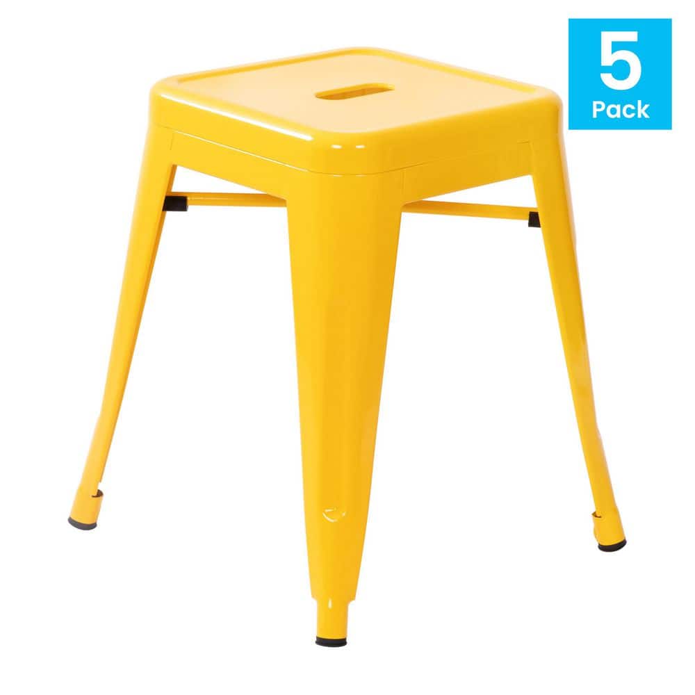 Carnegy Avenue 18 in. Yellow Backless Metal Bar Stool with Metal Seat Set of 4 CGA-ET-509915-YE-HD