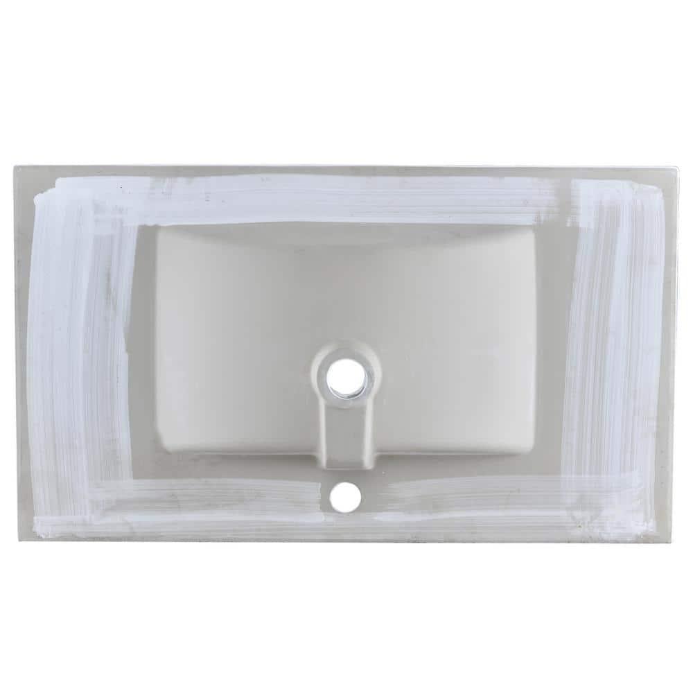 YASINU SQ 32 in W x 18 in D Ceramic Vanity Top Integrated Rectangle Basin Sink in White