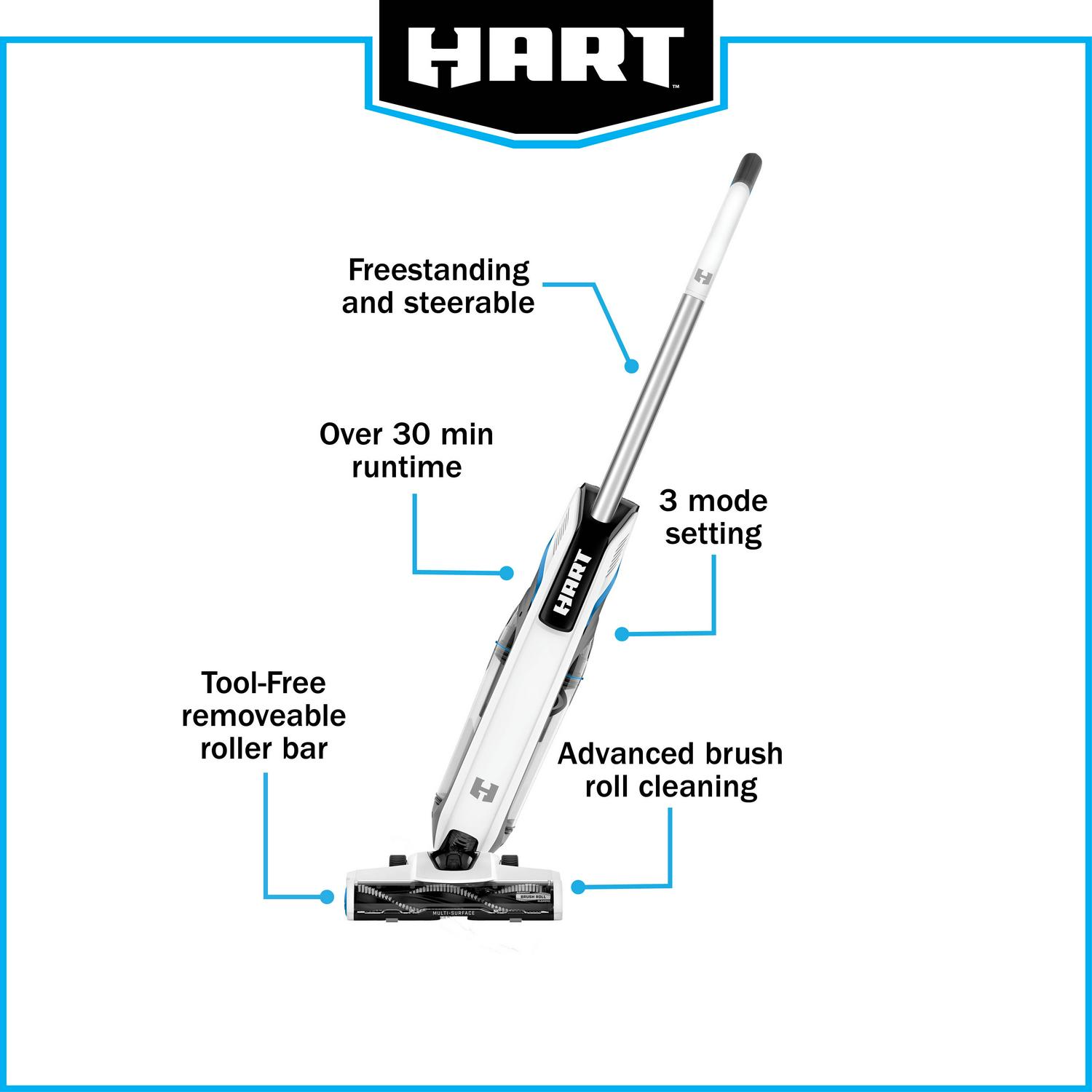 HART 20-Volt High Capacity Cordless Stick Vacuum Kit (1) 20-Volt 4.0AH Lithium-Ion Battery