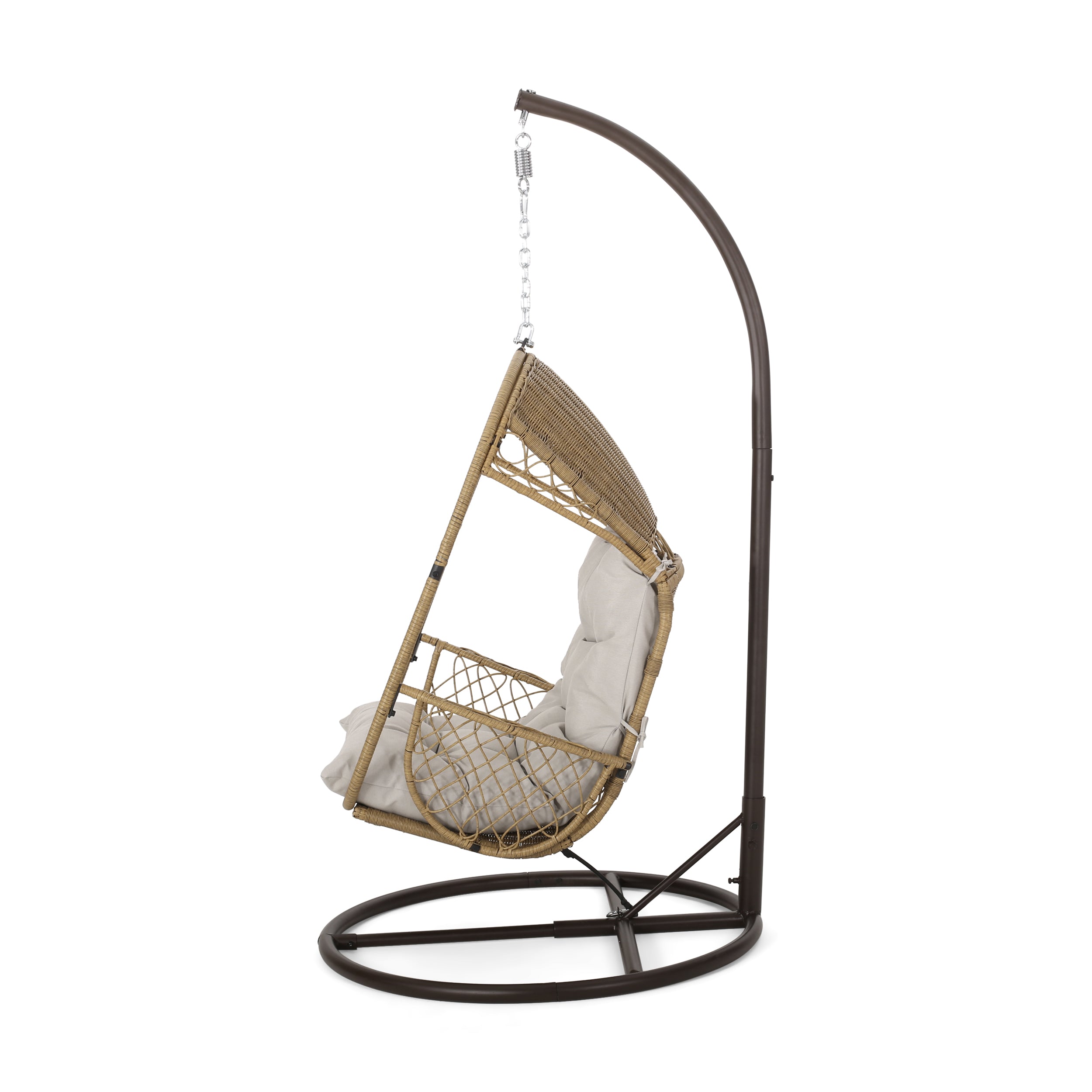 Primo Outdoor Wicker Hanging Basket Egg Chair with Stand