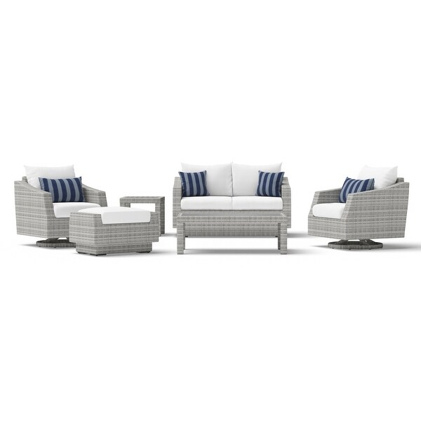 Cannes 6 Piece Sunbrella Outdoor Patio Love and Motion Club Seating Set