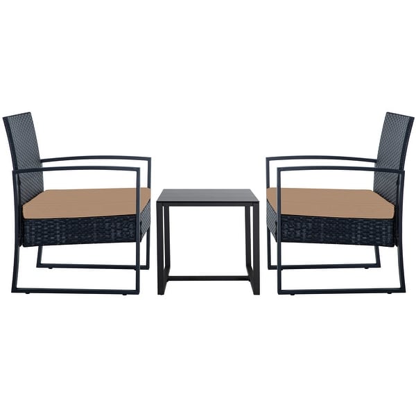 3Pieces Wicker Patio Conversation Set Outdoor Chairs with Cushions