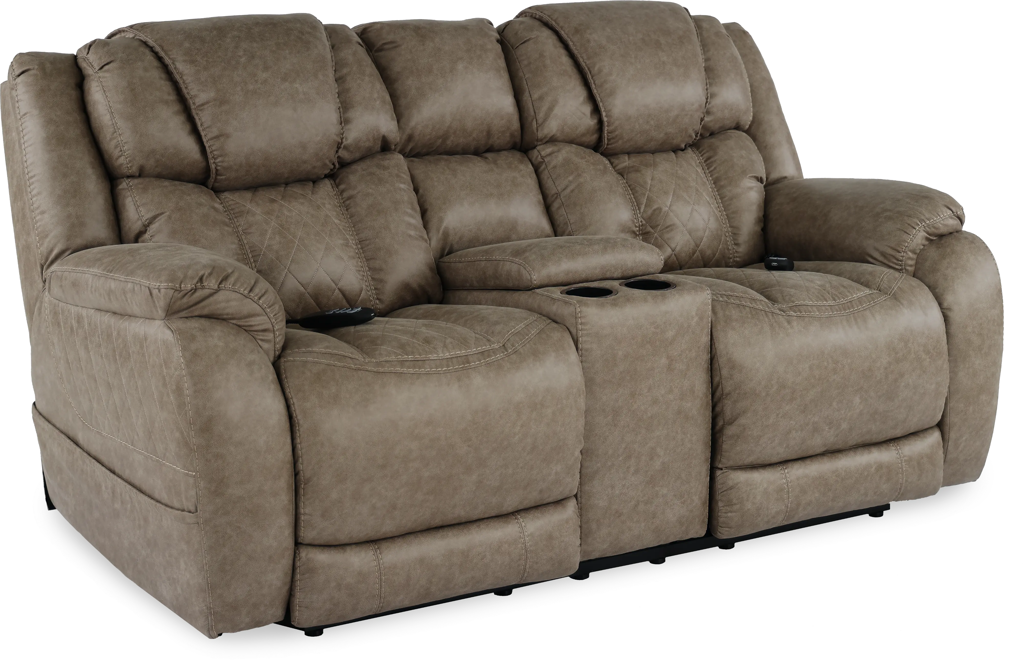 Daytona Mushroom Tan Power Reclining Loveseat with Console