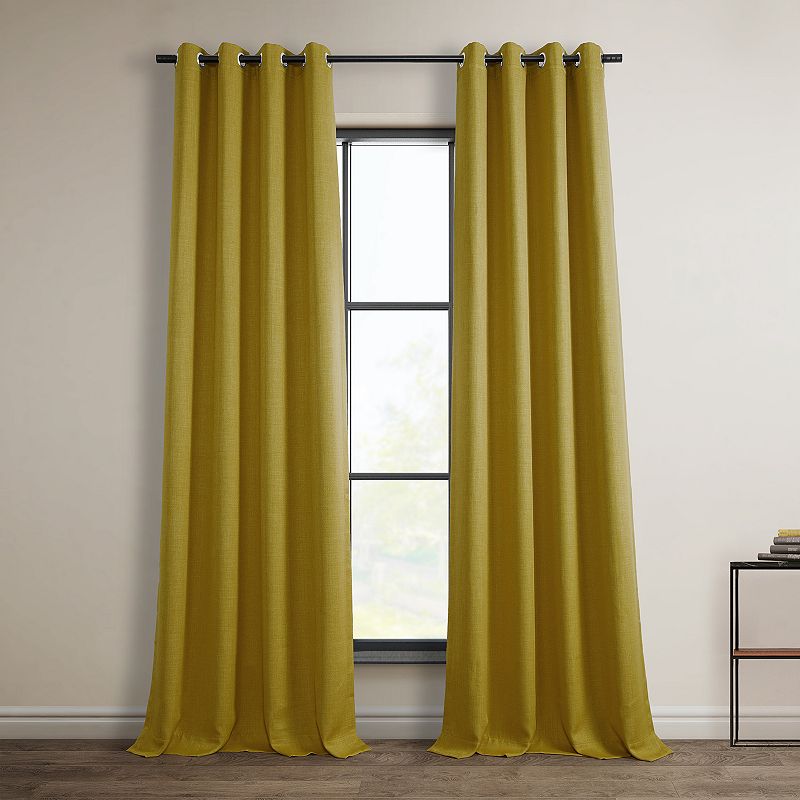 EFF Faux Linen Grommet Room Darkening Window Curtain