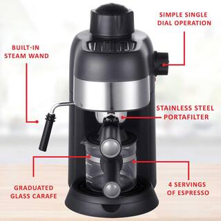 Brentwood 4-Cup Stainless Steel Espresso and Cappuccino Maker Machine GA-134BK