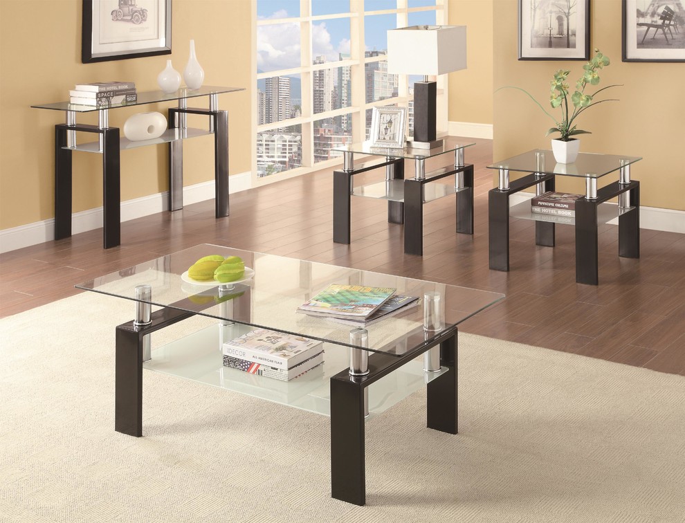 Coaster Glass Top Contemporary Rectangular Coffee Table in Black   Contemporary   Coffee Tables   by Coaster Fine Furniture  Houzz