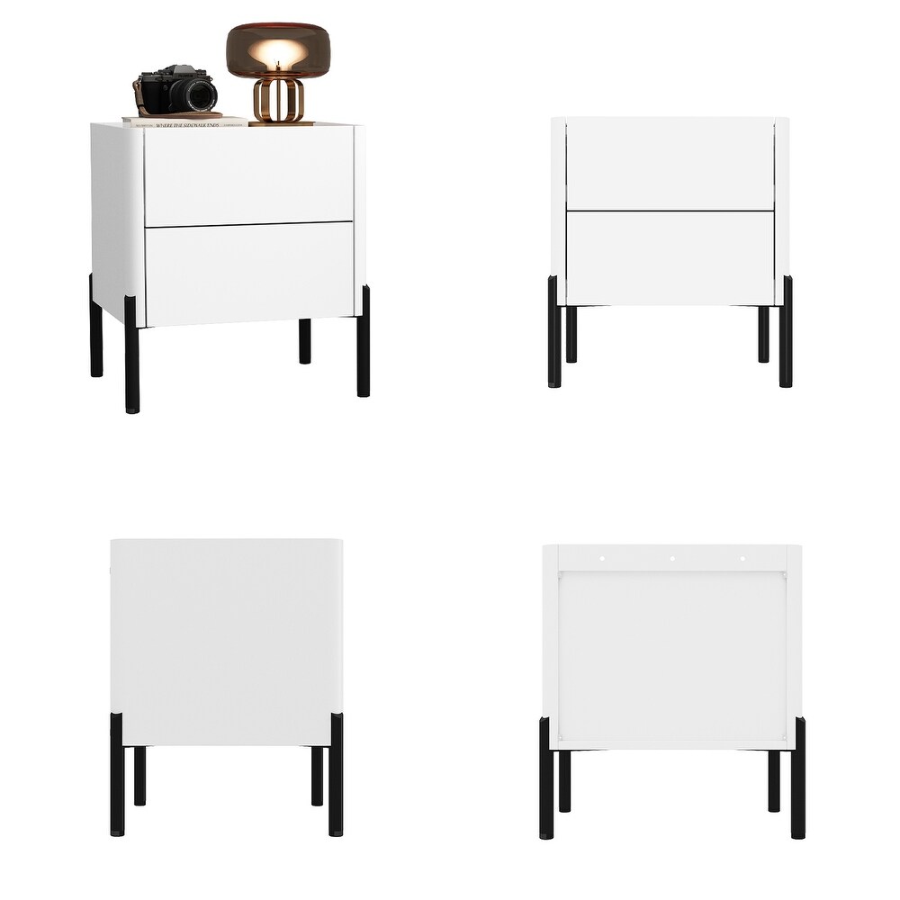 21.7 Inch Bedside Table with 2 Drawers  End Table for Bedroom  White   17.7\