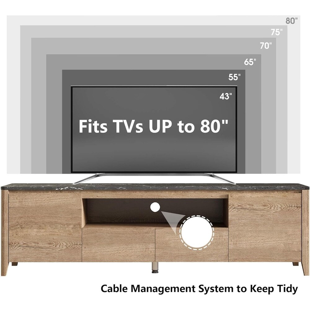 TV Stand with Drawers and Doors  Modern Led Entertainment Center for Bedroom 70 inch   M