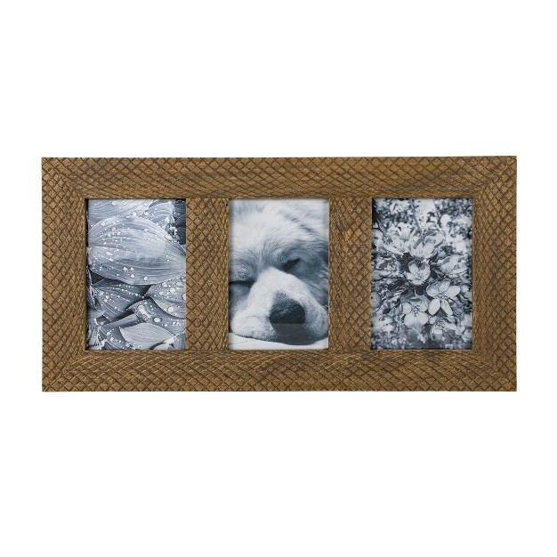 Crocodile Pattern 4x6 Three Photo Frame Natural Wood Mdf amp Glass Foreside Home amp Garden