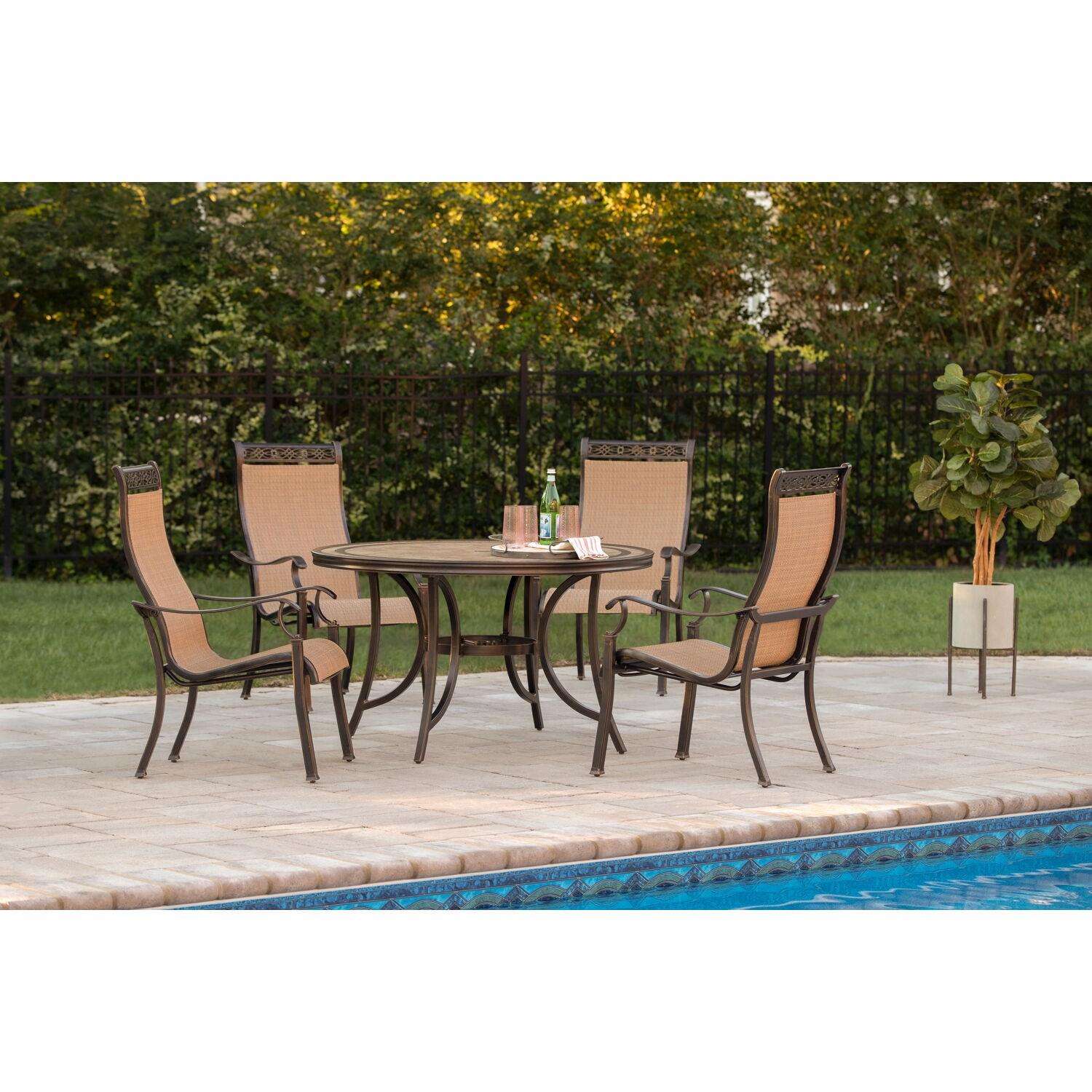 Hanover Monaco 5 pc Brown Aluminum Traditional Dining Set