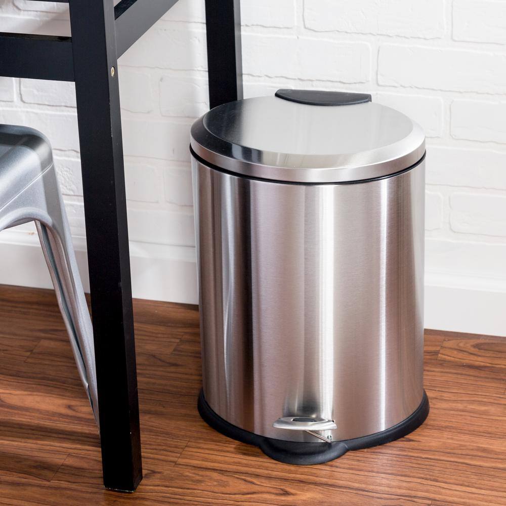 Honey-Can-Do 3 Gal. Stainless Steel Oval Step-On Touchless Trash Can TRS-01447