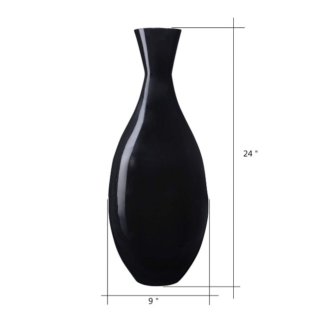 Shopsmaniay Handcrafted 24 Tall Black Bamboo Vase Decorative Tear Drop Floor Vase For Silk Plants Flowers Filler Decor Sustainable Bamboo