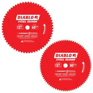 DIABLO 12 in. x 60-Tooth and 12 in. x 80-Tooth Steel Demon Cermet II Metals and Stainless Steel Circular Saw Blades (2-Blades) D12601280CF2GS