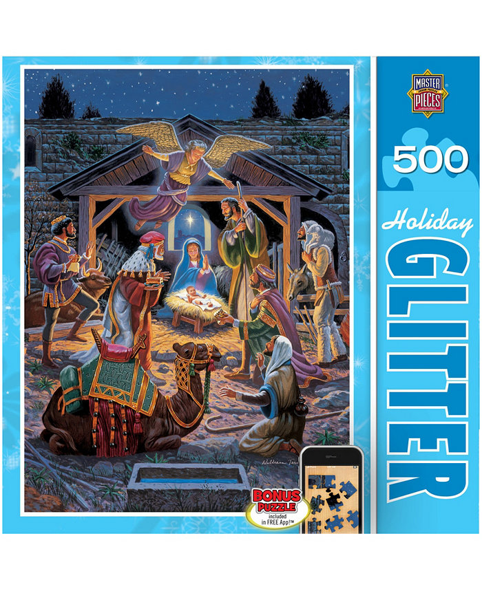 MasterPieces Puzzles Holiday Glitter Jigsaw Puzzle - Holy Night - 500 Piece