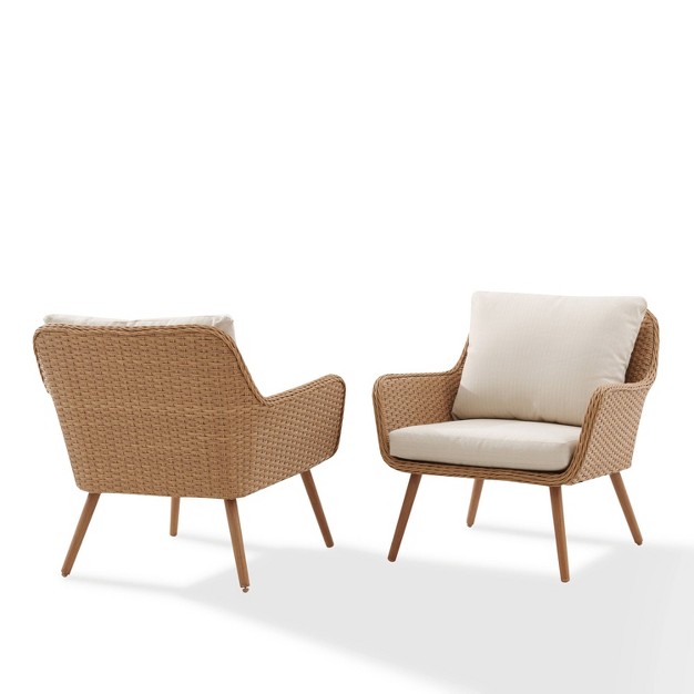 Landon 2pc Outdoor Wicker Chair Set Beige Crosley