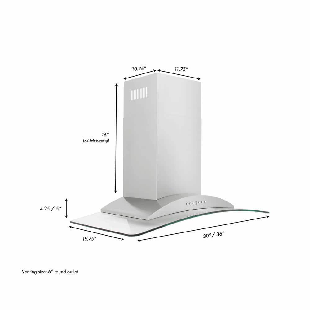 ZLINE Kitchen and Bath 30  Convertible Vent Wall Mount Range Hood in Stainless Steel and Glass