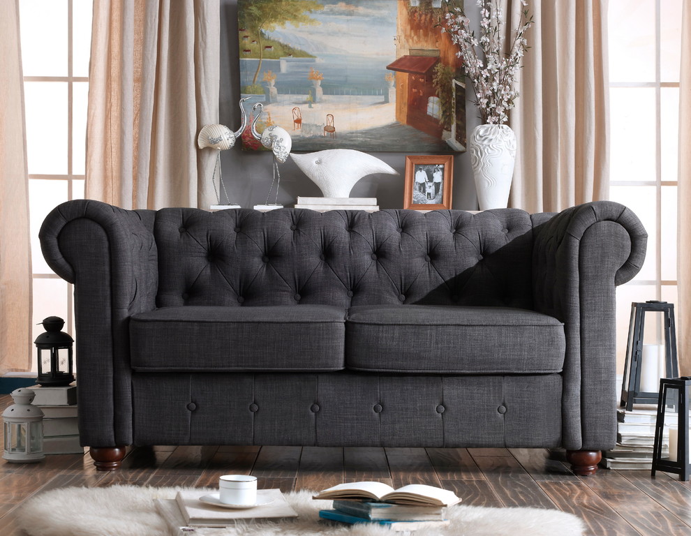 Gracia Chesterfield Love Seat   Traditional   Loveseats   by Mulhouse Furniture  Houzz