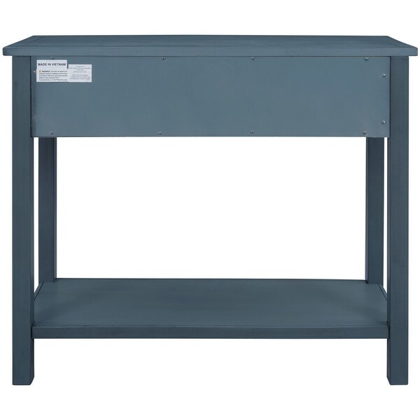 Classic Console Table with Hollow-out Decoration Drawers and Shelf