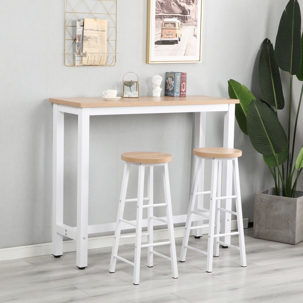 Faux Marble Black Table Top Bar Table with 2 Bar Chairs