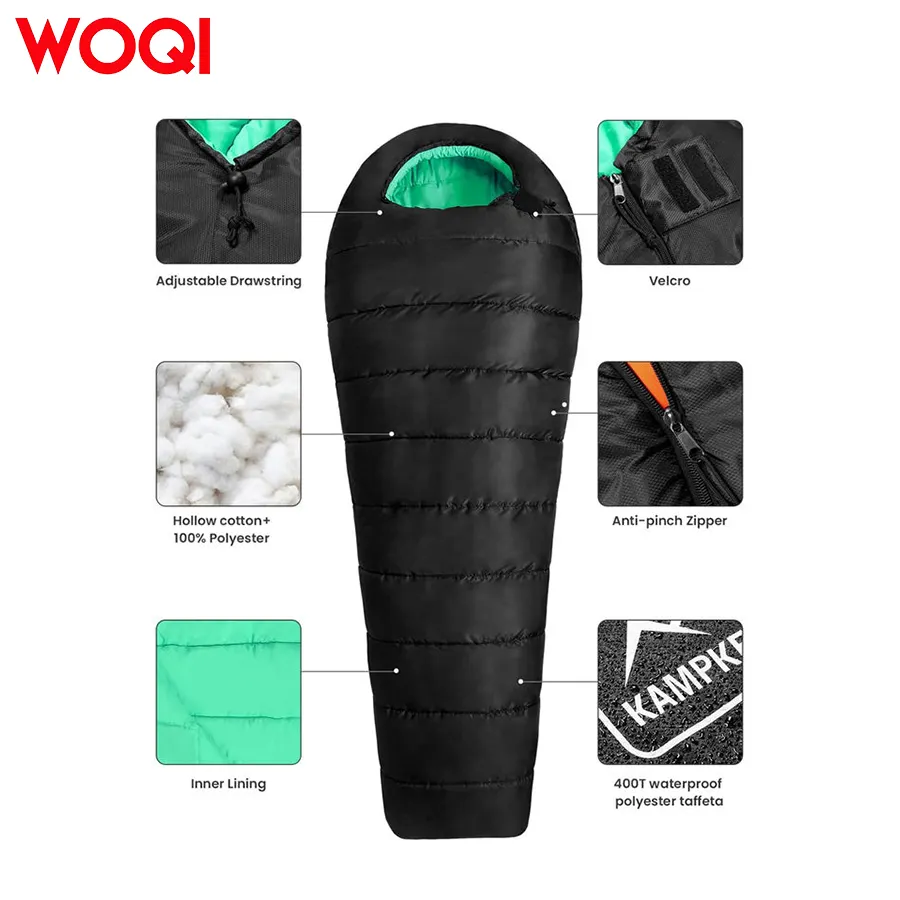 WOQI adult and children camping sleeping bags  backpacks and hiking bags   three season sleeping bags