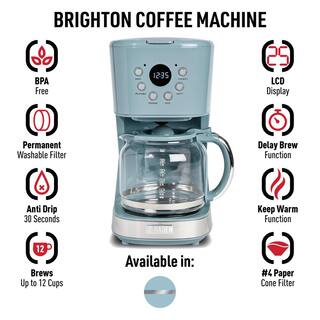 HADEN Brighton 12-Cup Sky Blue Retro Style Coffee Maker Programmable with Strength Control and Timer 75078