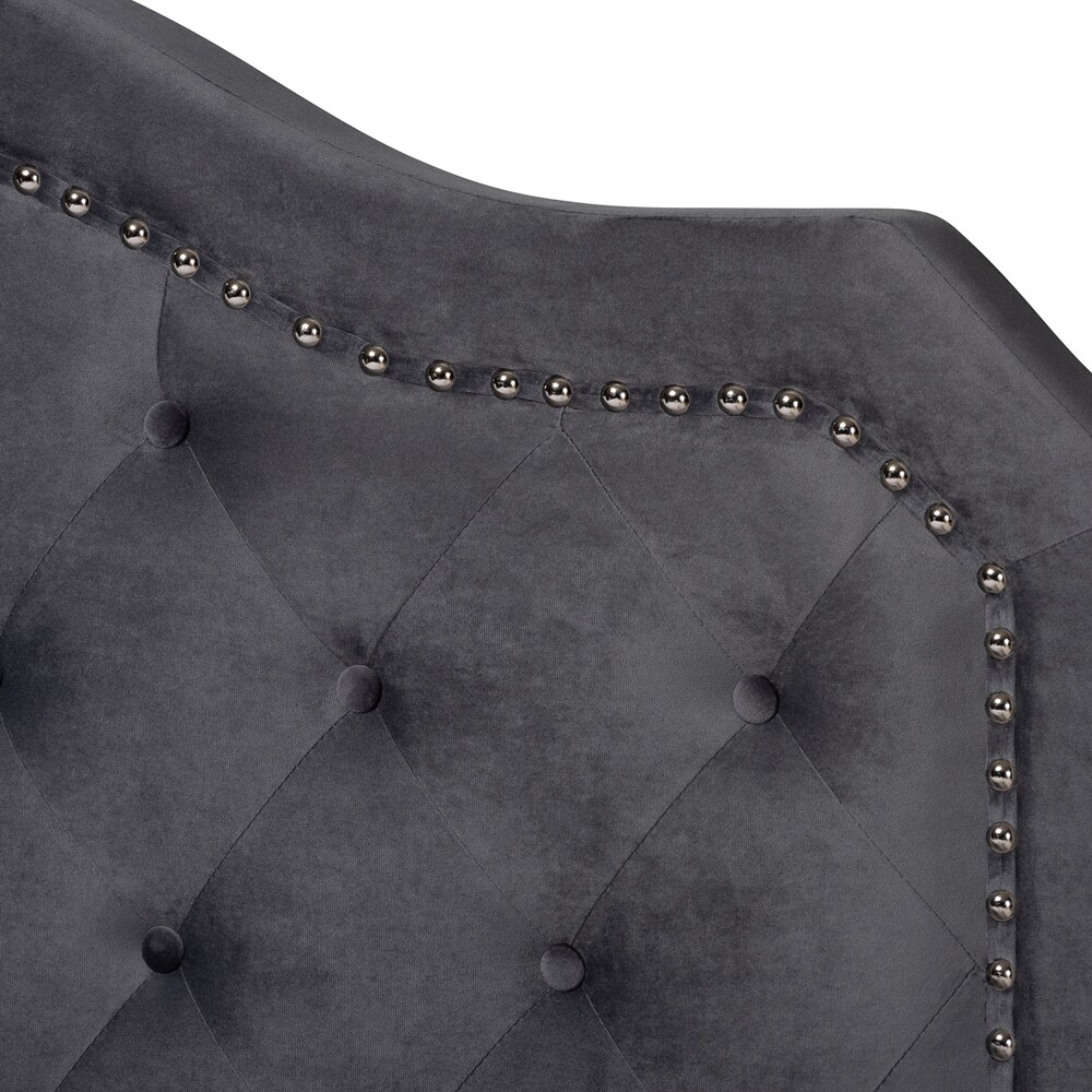 Samantha Modern and Contemporary Velvet Fabric Upholstered Button Tufted Bed