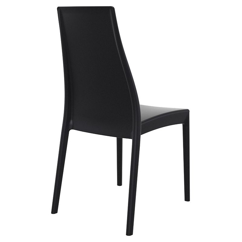 37 Black Outdoor Patio Solid High Back Dining Chair