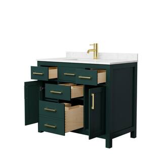 Wyndham Collection Beckett 42 in. W x 22 in. D x 35 in. H Single Sink Bathroom Vanity in Green with Carrara Cultured Marble Top WCG242442SGDCCUNSMXX