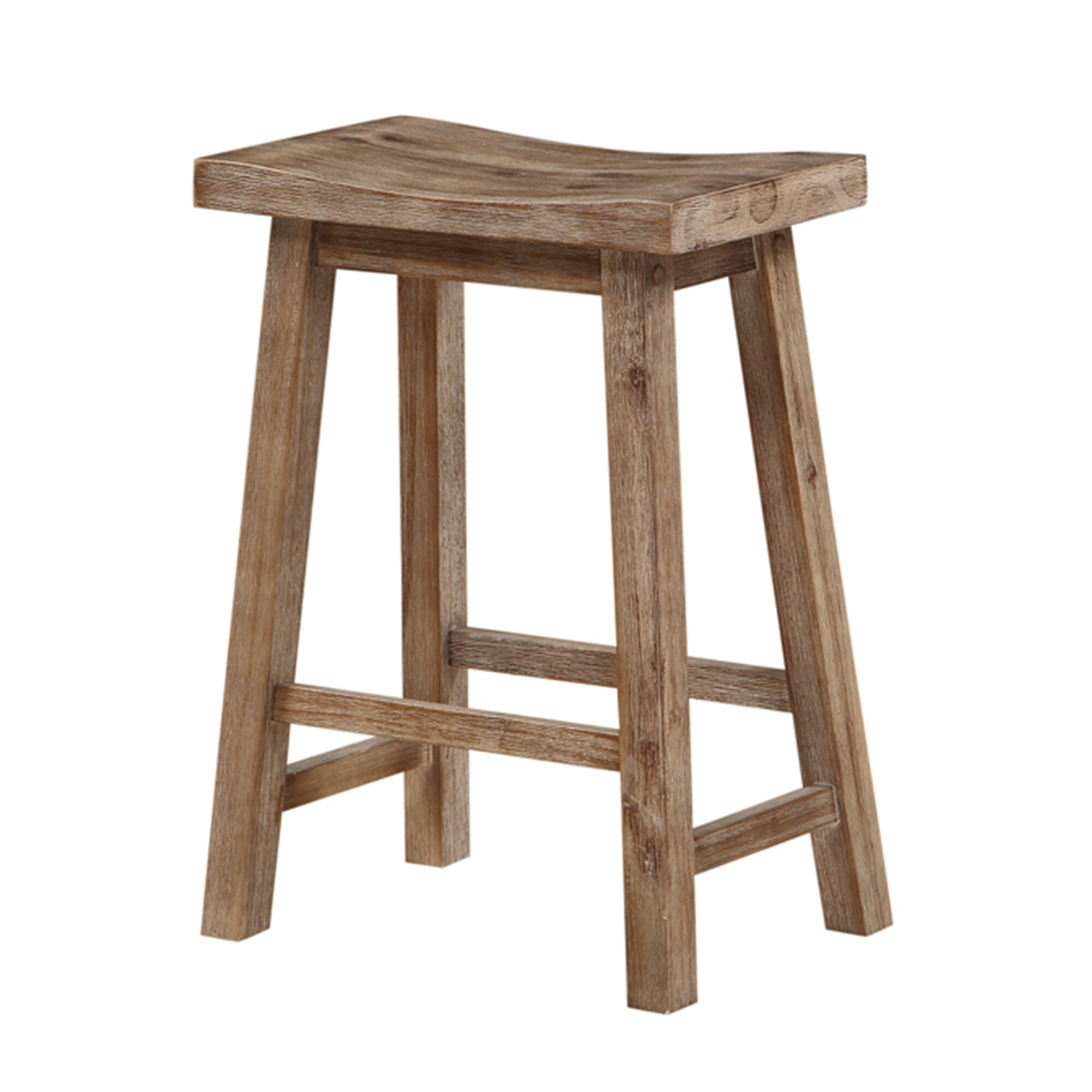 Wooden Frame Saddle Seat Counter Height Stool with Angled Legs - 24.25 H x 17.75 W x 10 L Inches