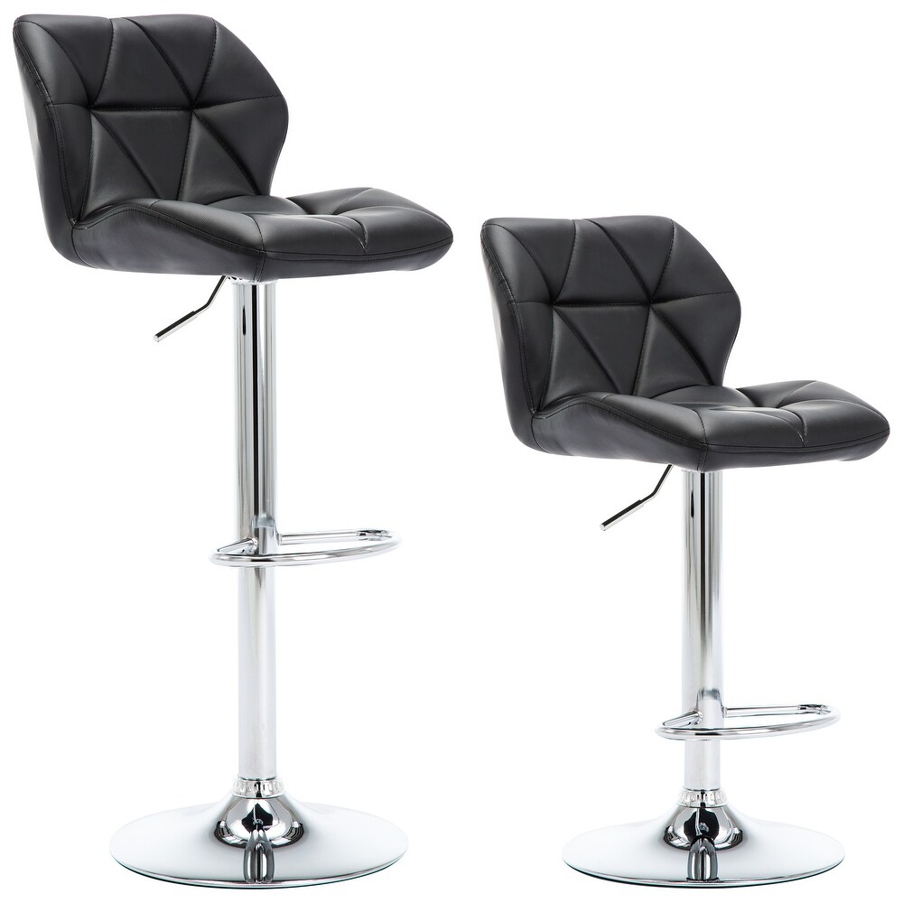 Upholstered Adjustable Barstools Counter Bar Pub Height Stools Set of 2