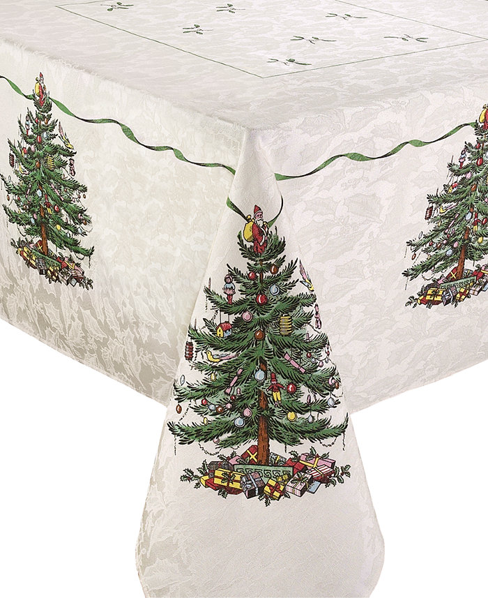 Spode Christmas Tree Ivory Green 60x84 Tablecloth