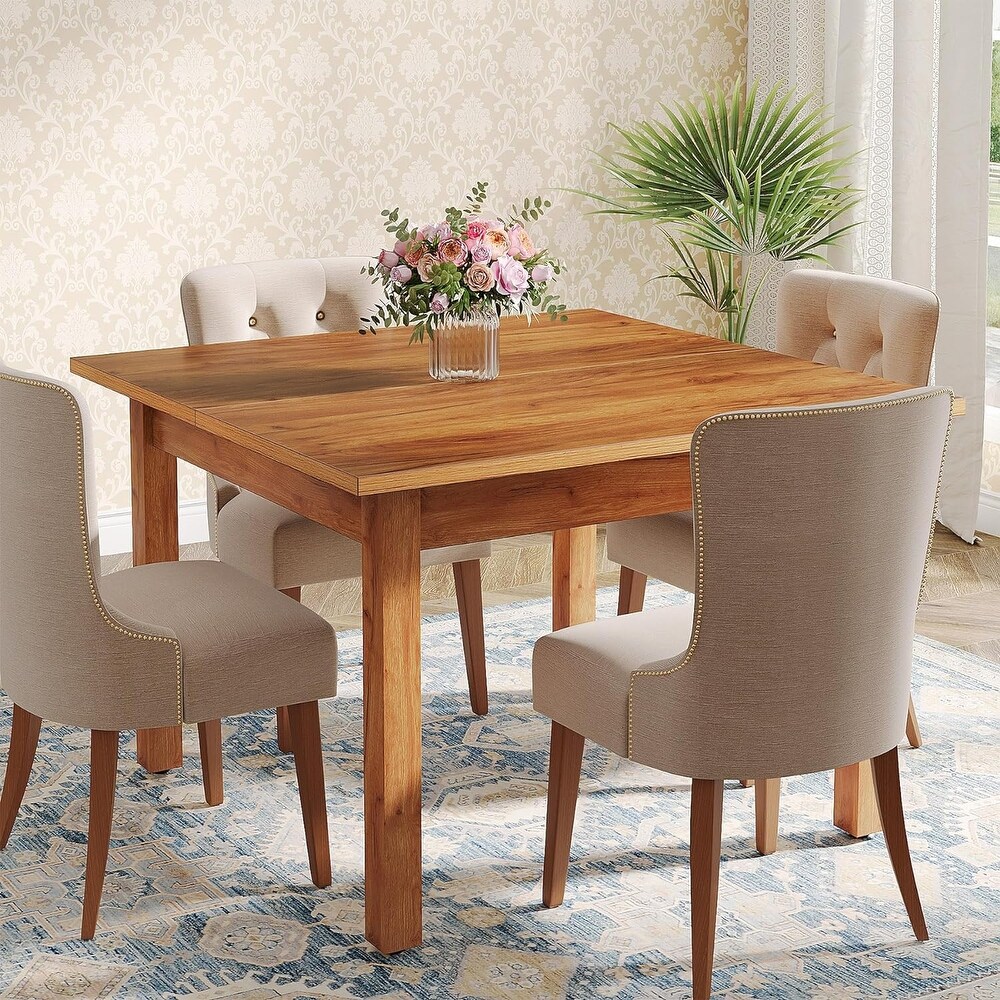 Country Rustic Square Dining Table with Solid Wood Legs   39.4\