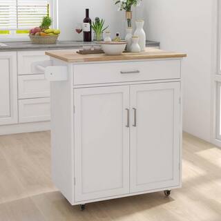 Whatseaso White MDF Kitchen Island L-KI110498538