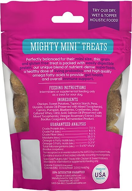 Solid Gold Mighty Mini  Chicken and Sweet Potatoes Dog Treats， 4-oz bag