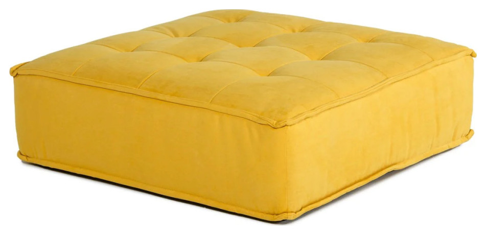 Kate Waterproof Yellow Fabric Ottoman   Contemporary   Footstools And Ottomans   by Virgil Stanis Design  Houzz