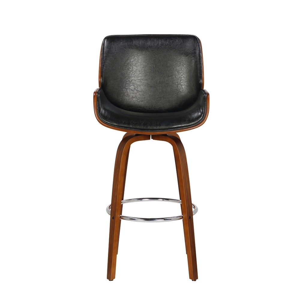 Porthos Home Miller Counter Stool  PU Leather  Wooden Seat And Legs